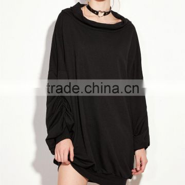 Guangzhou wholesale clothing OEM Black Lantern Sleeve Sweatshirt Dress