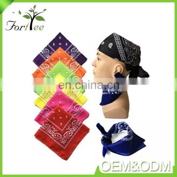 Wholesale fashion custom embroidery / printed multifunctional polyester handkerchief bandana