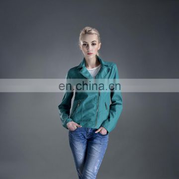 Latest woman jacket design high quality ladies PU leather jacket made in china