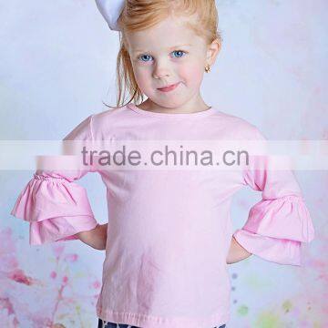 cheap factory outlet kids clothing light pink ruffle top pants set newborn girls clothes