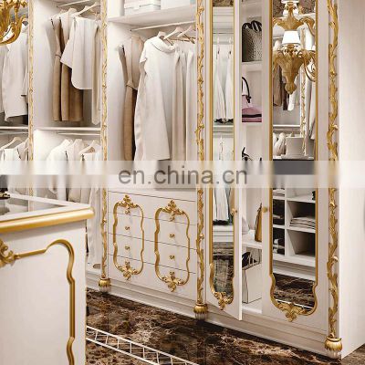 Luxury Mirror White with Gold Outline Bedroom Furniture wardrobes walk in closet wardrobe