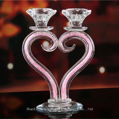Heart Shaped Crystal Candle Holders Wedding Anniversary Table Centerpieces Glass Candelabra Candlesticks