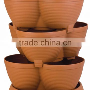 Stack Planters with Watering System Multiple pots with tray