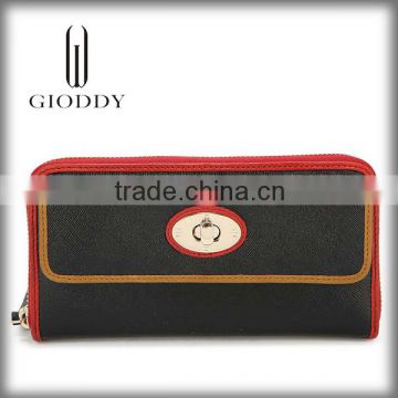 China guangzhou manufacturer cross grain leather women genuine leather wallet