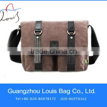 Men boy Fashion Large Canvas Leather laptop Shoulder Handbag