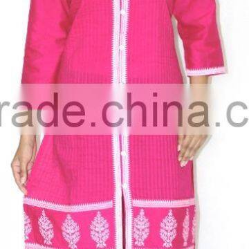 pink pintex long kurtis for nwomen and girl