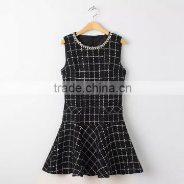 clothing manufacturer beaded in collar sleeveless backless school students dress