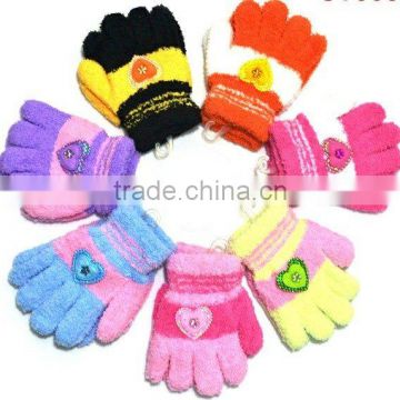 Girl Knitted Wool Striped Mittens Children Baby/boy Winter heart Student Warm Gloves JPgloves0
