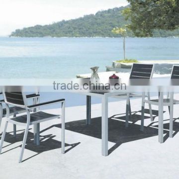 Poly Wood Garden Dining Set with Stackable Chairs