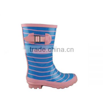 2013 stripe girls rubber rain boots for kids