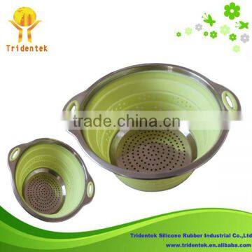 Wholesale stainless and silicone folding colander