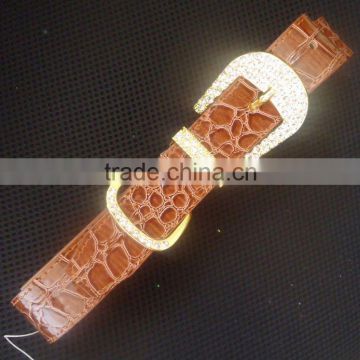 BLT302G PU Leather Belt with 30mm Slide Rhinestone Letters
