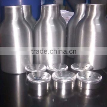 Empty new aluminum powder bottle with sifter top