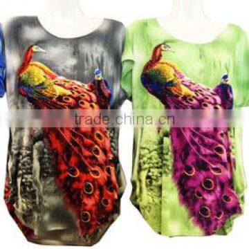 Wholesale Tie Dye Color Peacock Printed Shirts