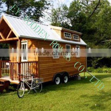 wooden mobile trailer house with wheel