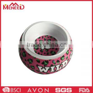 Modern fashion red leopard printed cute melamine personalized plastic dog bowls