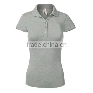 good quality work wear design sport gym clothes heather grey gray women short sleeve cotton polo shirt design with combination
