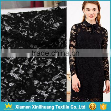 Hot Sale Water Soluble 3D Rose Flower Embroidered Black Lace Fabric for Dress