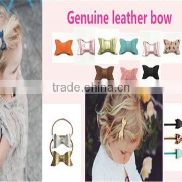 12 pcs/lot baby genuine leather bows DIY baby headbands without clip baby hair accessories