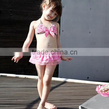Vest style Leopard split swimsuit Children's Swimwear