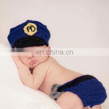 Crochet Policeman Hat Set - Crochet Police Set - Policeman Hat & Diaper - Photo Prop - Policeman