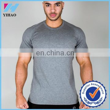 Yihao Men's fitness Customize Wholesale high quality Quick Dry Blank T-Shirt sports Men plain muscle top tee Gym men clothing