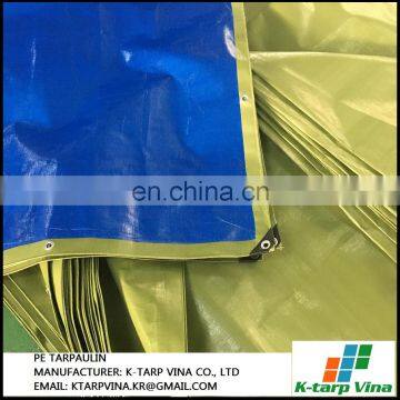 Heavy Duty Tarpaulin, High Density Woven Polyethylene and Double Laminated - 180g/sqm, Blue/Green - 100% Waterproof and UV