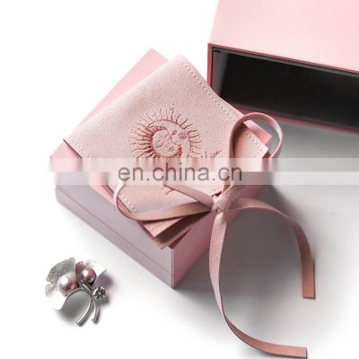 PandaSew 6x6 cm Pink custom jewelry packaging bag logo printed microfiber jewelry gift packaging pouch