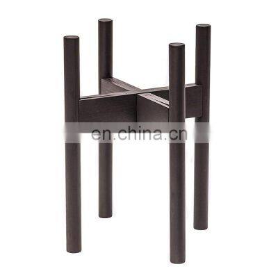 Bamboo Plant Stand Planter Holder Dark Brown Indoor Outdoor with Flower Pot Coaster Adjustable Width 8-12 Inches