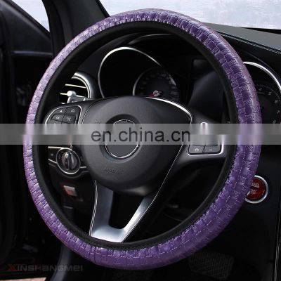 Newest Universal Car Steering Wheel Cover Woven Leather Elastic Without Inner Ring Leather elastic steering wheel cover