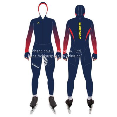 Custom Design Zipper Closure Long Sleeve Short Track Ice Speed Skating Skin suit Sportswear Skate Racing Suit