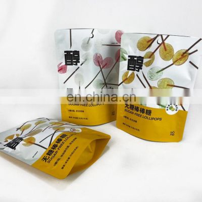 Custom sugar packet lollipops stand up pouch packaging with zipper mylar bags
