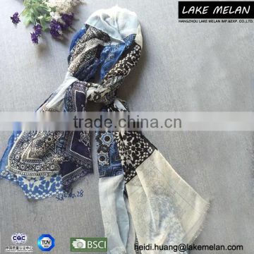 100% Polyester Lady's Printed Woven Scarf For SS 16 LMAN-026