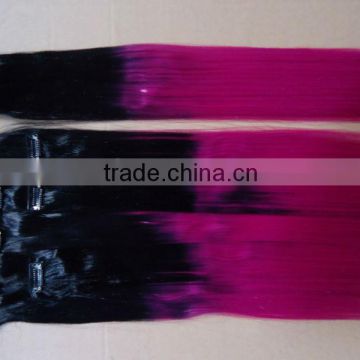 two tone color 100% indian remy hair clip in hair extension