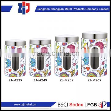 high quality stainless steel airtight kitchen canisters with window