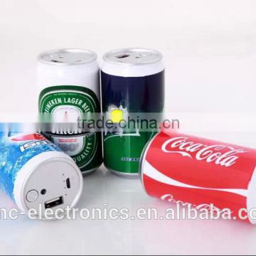 Portable personalized full color logo printing 2600mAh, 5200mAh beer can shape mobile power bank
