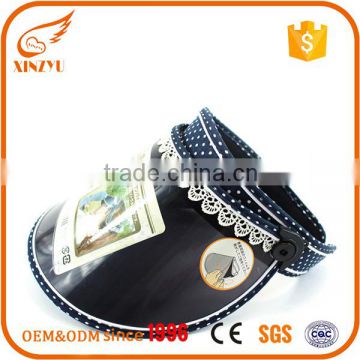 Newest cheap and cute promotional pvc sun visor cap with lace piping