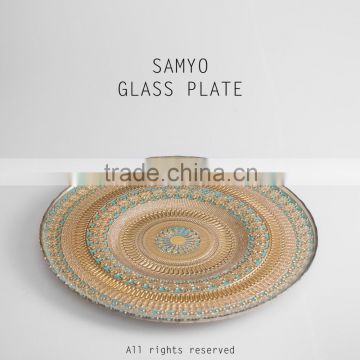 SAMYO handcrafted dinner glass chager plate 9 inch glass plate