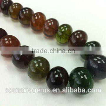 #HNM1447 Natural Big Size Multi-Color Plain Roundel Gemstone beads Tourmaline Necklace