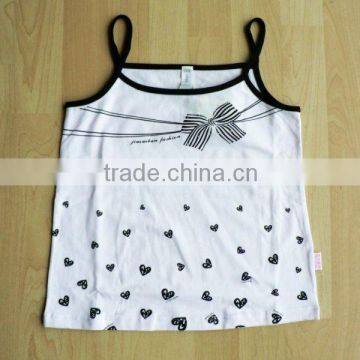 2014 cute cotton white kids t-shirt sleeveless tops