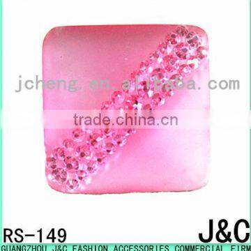 30mm pink color matt face square shaped resin stone