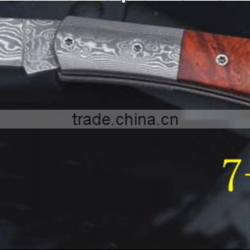 White Shadow wood Handle Japanese damascus steel folding knives