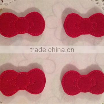 China supplier new products cute red bow pattern polyester embellishment felt applique designs for hair clip headband scrapbook