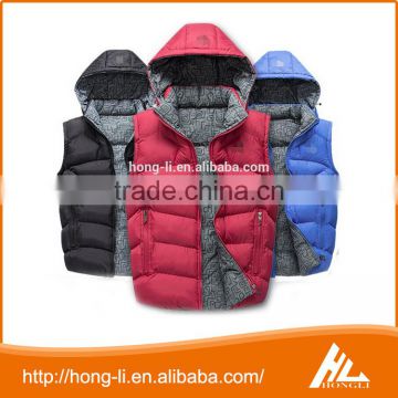 Top quality fashion zipper winter hooded jacket children's sleeveless down vest