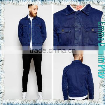 2015 New Fashion Male Long Sleeve Bright Blue Denim Long Jacket