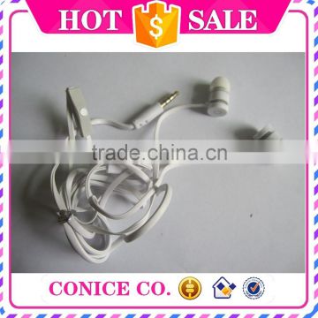 fancy quality white flat cable earbuds magic sound stereo in-ear earphone with mic