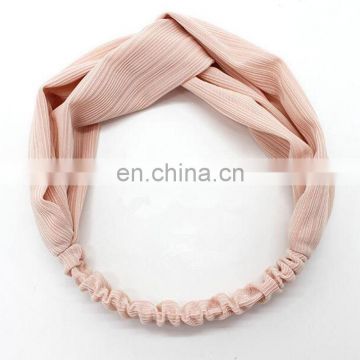Korea Design Return Strip Solid Plain Fabric Turban Headband