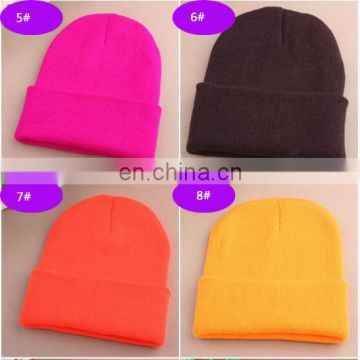 2014 OEM winter customable logo beanie cap/ custom knitted pom beanie hat