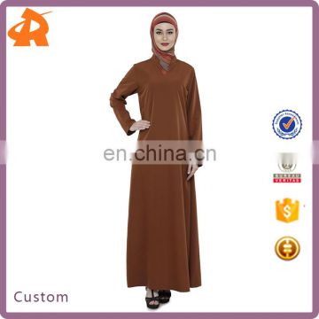 customize high quality beautiful dubai abaya,brown women kaftan abaya with special collar in China