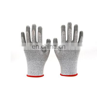 13G Knitted HPPE Liner Coated PU on Palm Safety Working Gloves, Anti-Cut Safety Working Gloves